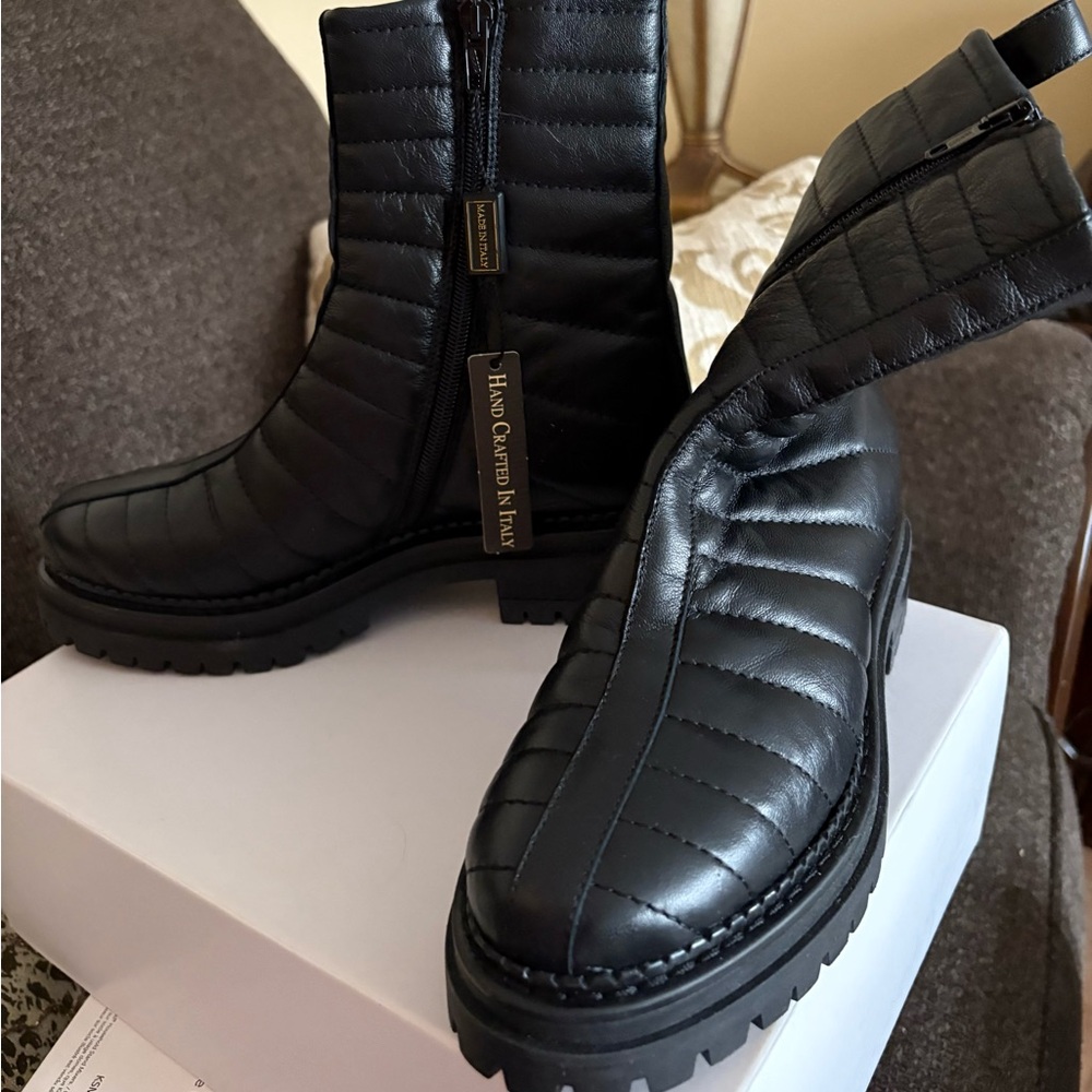 Handcrafted Black Quilted Boots